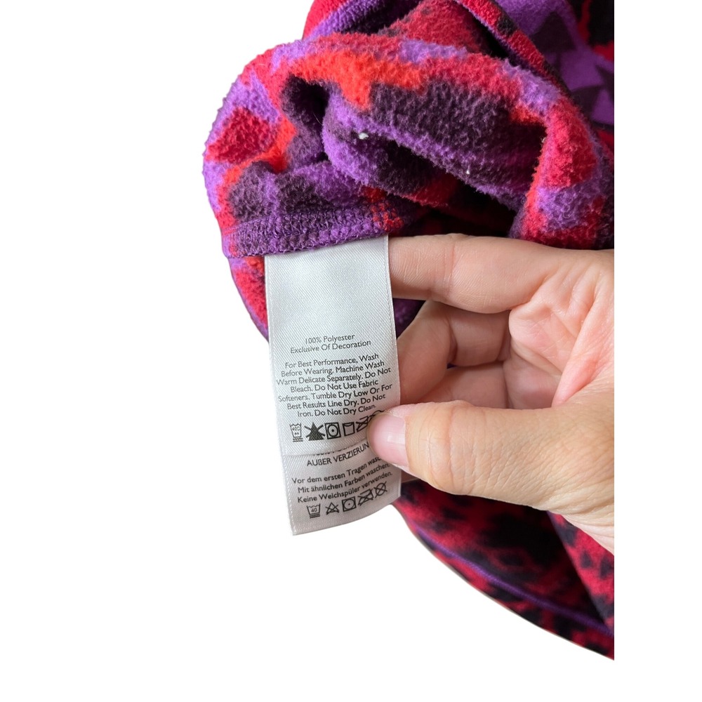 Eddie Bauer Womens Medium Fleece 1/4 Zip Pullover Aztec Geometric Red Purple - Picture 6 of 7